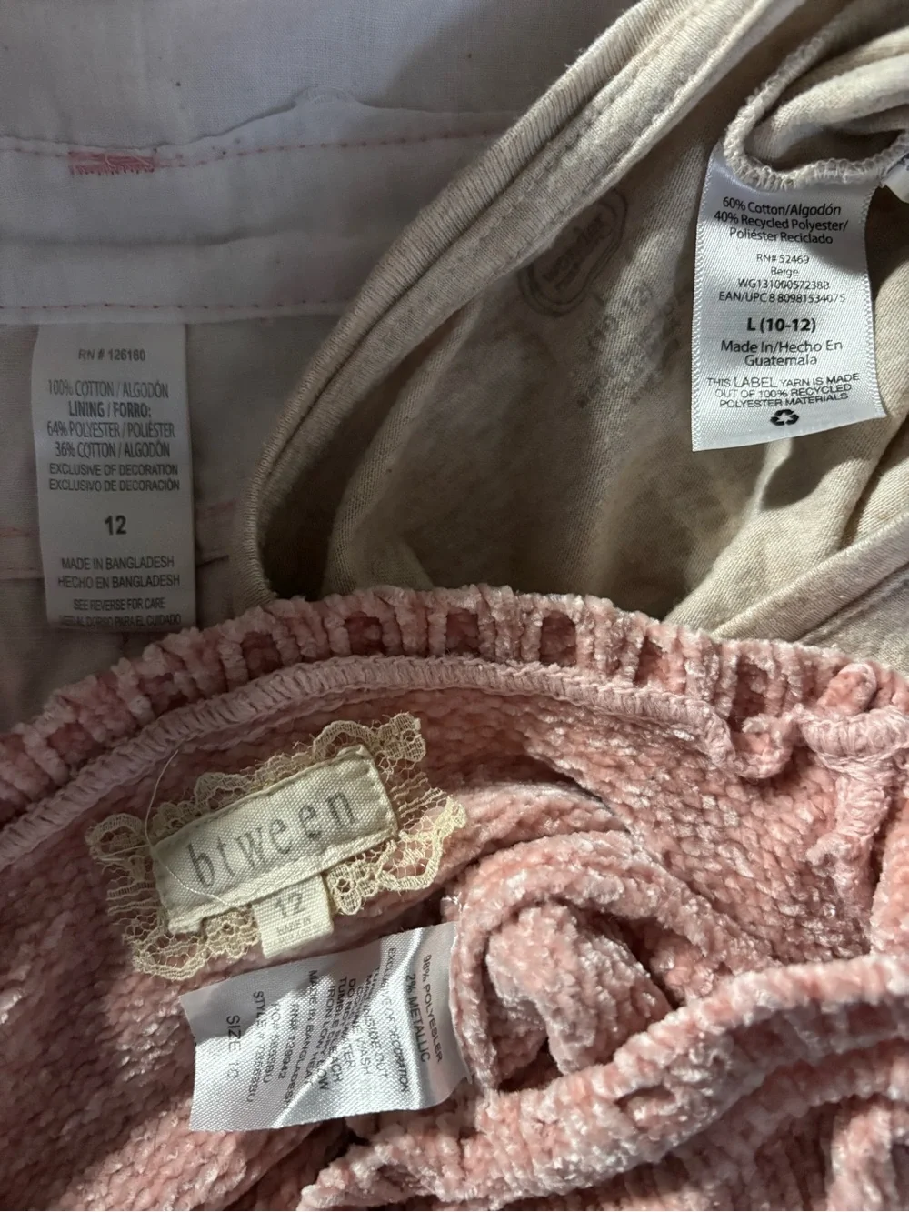 btween Pink Chenille Knit Top Sweater Tan T Shirt Tie-Dye Overalls Shorts Girls - Picture 6 of 9